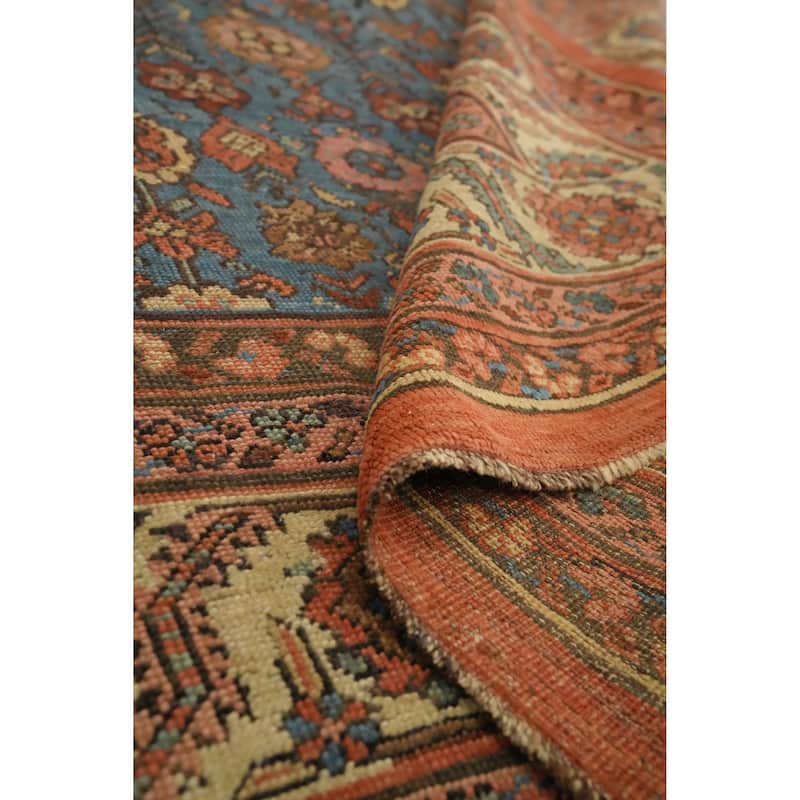 Hand Knotted Oriental 100% Wool Carpet Traditional Floral Navy Blue & Blues Heriz (serapi) Area Rug - 10' 10'' X 8' 6''