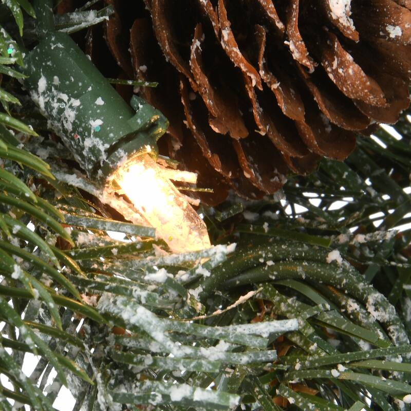 9 ft. Snowy Morgan Spruce Garland with Clear Lights - Green