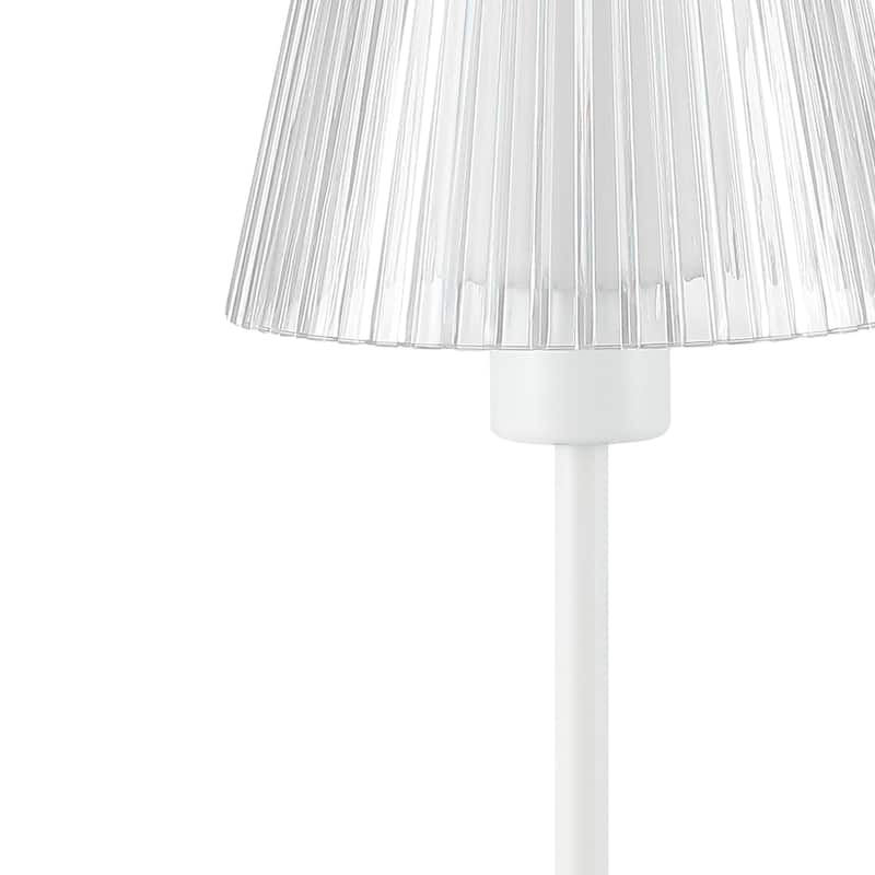 Lina 12.5" Modern Industrial Rechargeable/Cordless Iron/Acrylic Integrated LED Table Lamp with Ribbed Shade, by JONATHAN Y