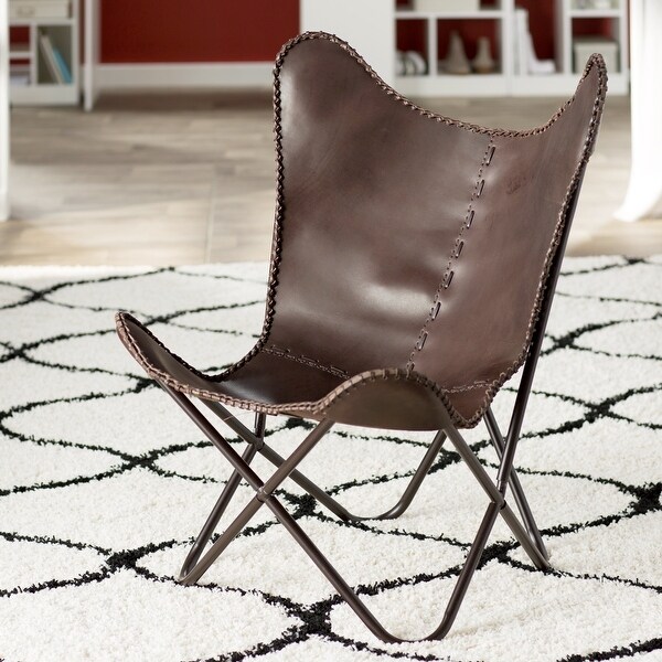 Carbon loft larkin leather butterfly chair sales