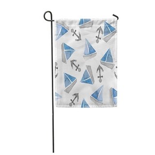 Overstock Watercolor Blue Boat And Anchor Sailing Nautical Summer