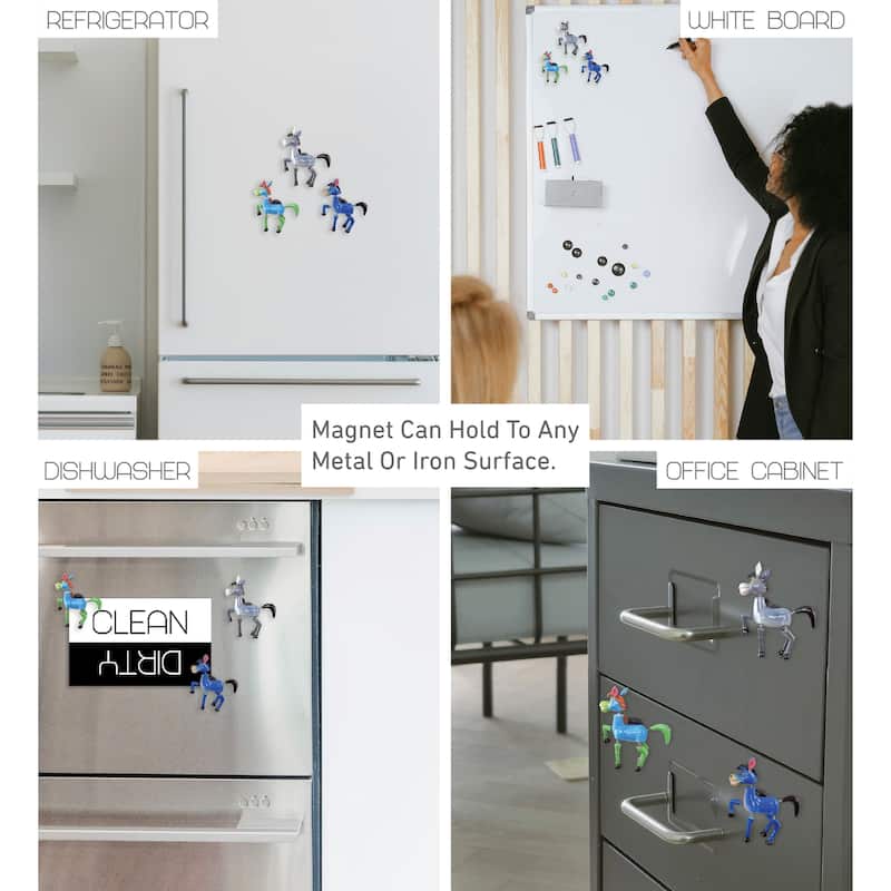 CoTa Global Donkey Refrigerator Bobble Magnets Set of 3 - Multicolor
