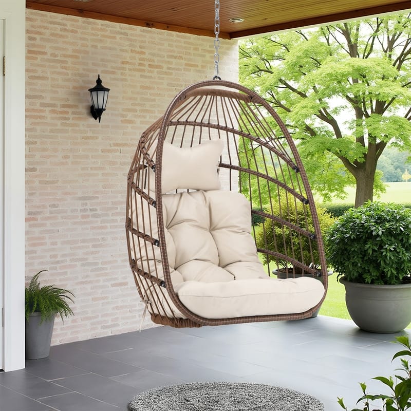 FINCATI Outdoor Luxury Comfy Egg Chair Without Stand, 350 lbs Indoor Egg Chair with No Stand, Extra Large Egg Swing Chair