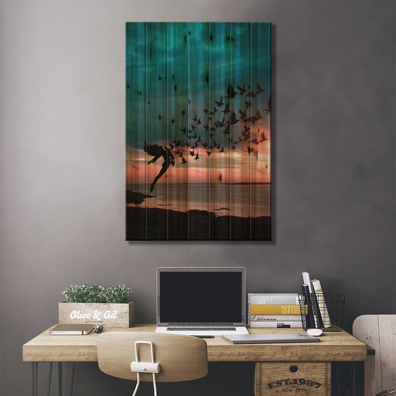 Freedom Print On Wood by Abdullah Evindar - Multi-Color