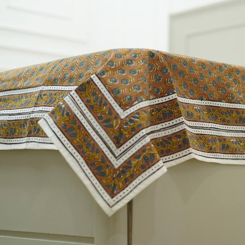 Fabdivine Handmade Block Print Flat Sheet or Bed Sheet Cotton Fabric Floral Home Decor