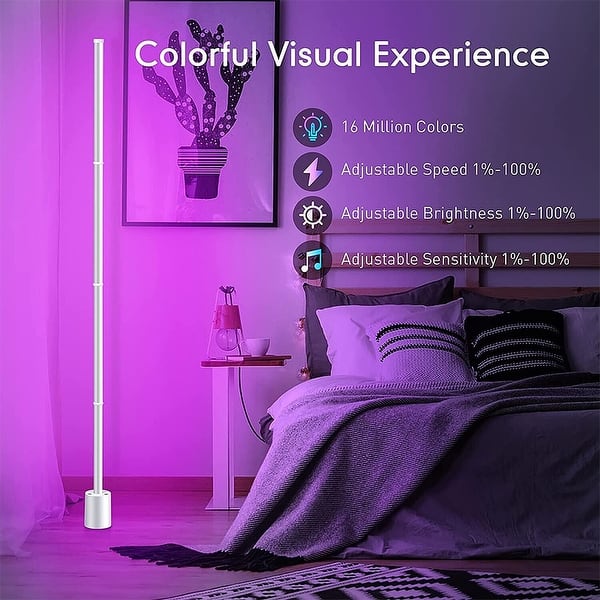 Led Corner Floor Lamp Modern Standing Dimmable Control Mood 1 Bed