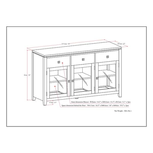 WYNDENHALL Essex SOLID WOOD 54 inch Wide Contemporary Sideboard Buffet in Mahogany - 54 inch Wide
