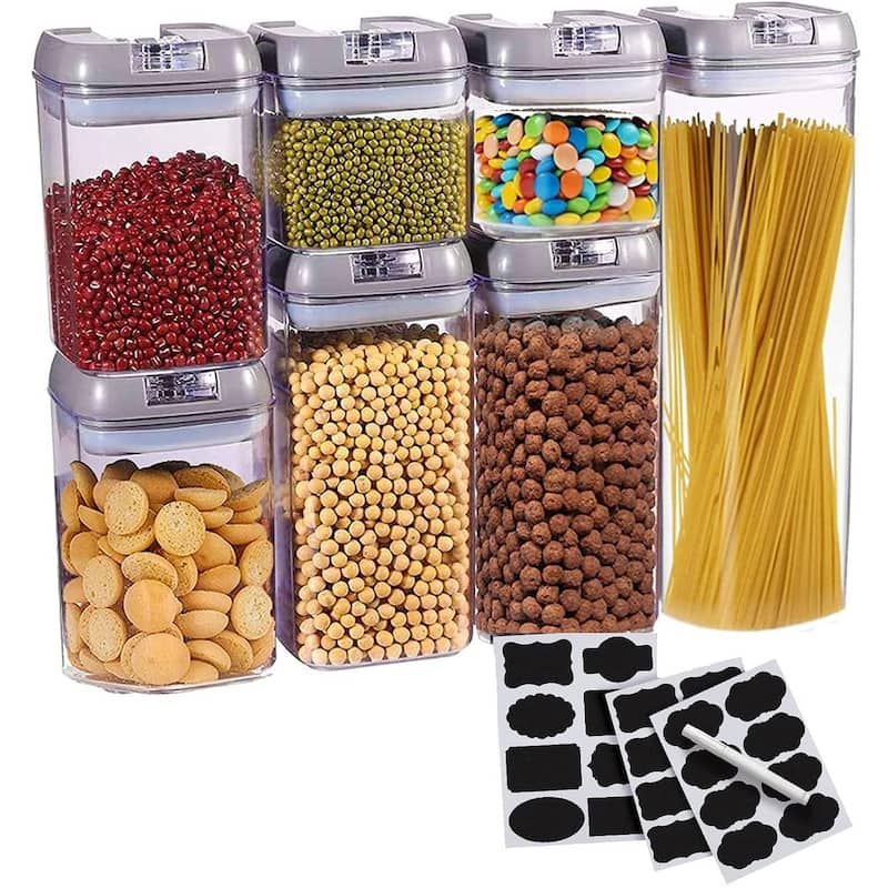Cheer Collection 7-piece Stackable Airtight Food Storage Container Set - Grey