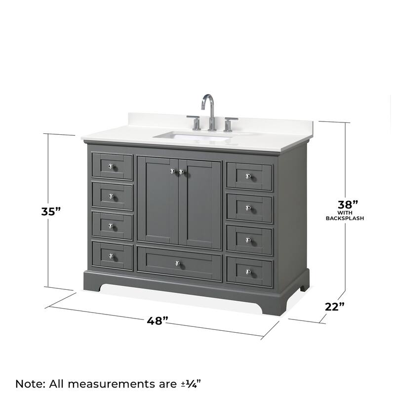Wyndham Collection WCS202048S-QTZ-US3MXX Deborah 48" Free Standing