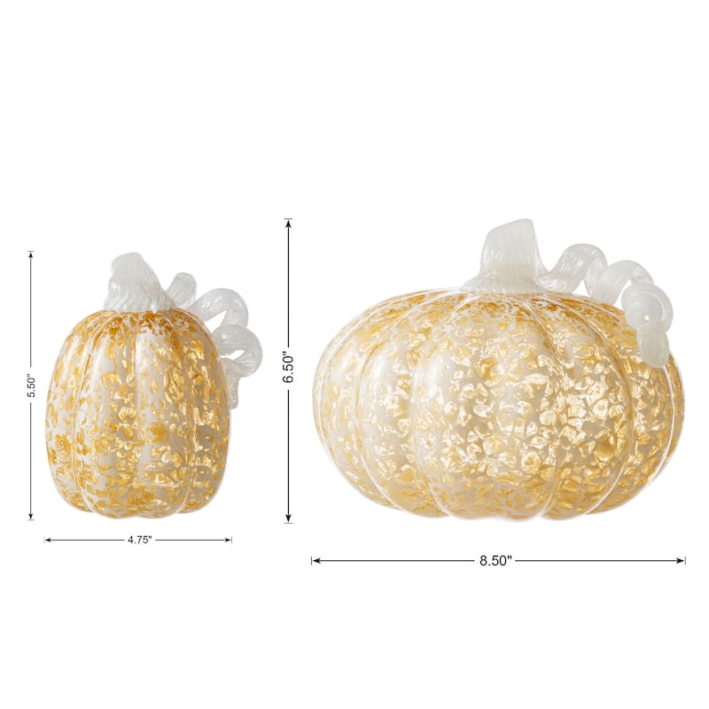 Glitzhome Fall Harvest Amber Dots Glass Pumpkin Thanksgiving Decorating