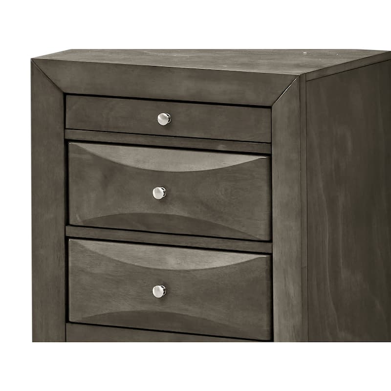 Grey Nightstand 28x23x17 Contemporary Bedside Table with Three Drawers, Durable Modern Bedroom Storage and Organization