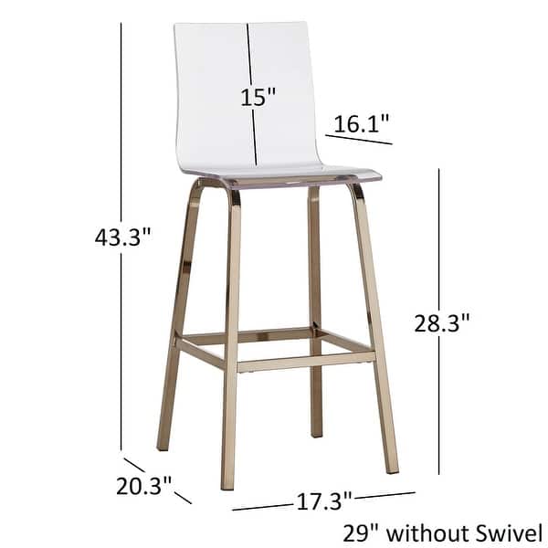 dimension image slide 2 of 2, Miles Acrylic Swivel High Back Bar Stools (Set of 2) by iNSPIRE Q Bold