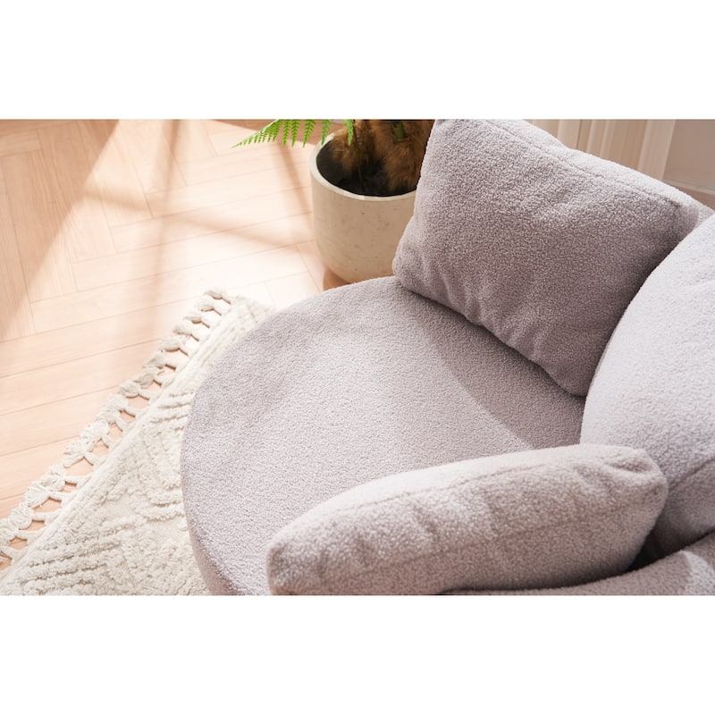 Light Gray Modern 31.5" Upholstered Swivel Barrel Chair with Storage and Back Cushion