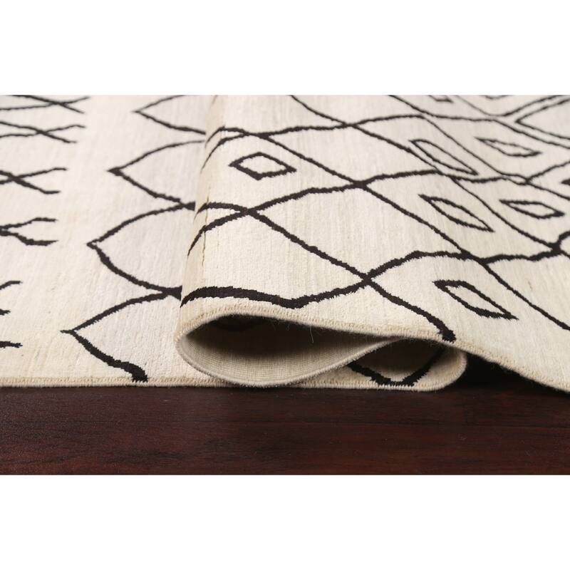 Vegetable Dye Trellis Moroccan Oriental Wool Area Rug Handmade Carpet - 5'8" x 7'9"