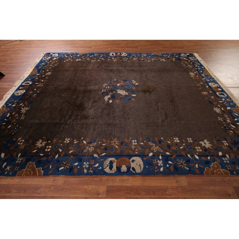 Vegetable Dye Art Deco Nichols Chinese Rug Handmade Wool Carpet - 8'1" x 9'10"