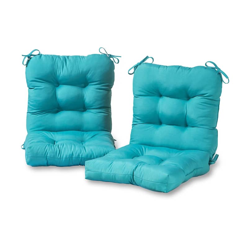 21 x 42-inch Solid Color Outdoor Seat/Back Chair Cushions (Set of 2) (Cushions Only) - Teal