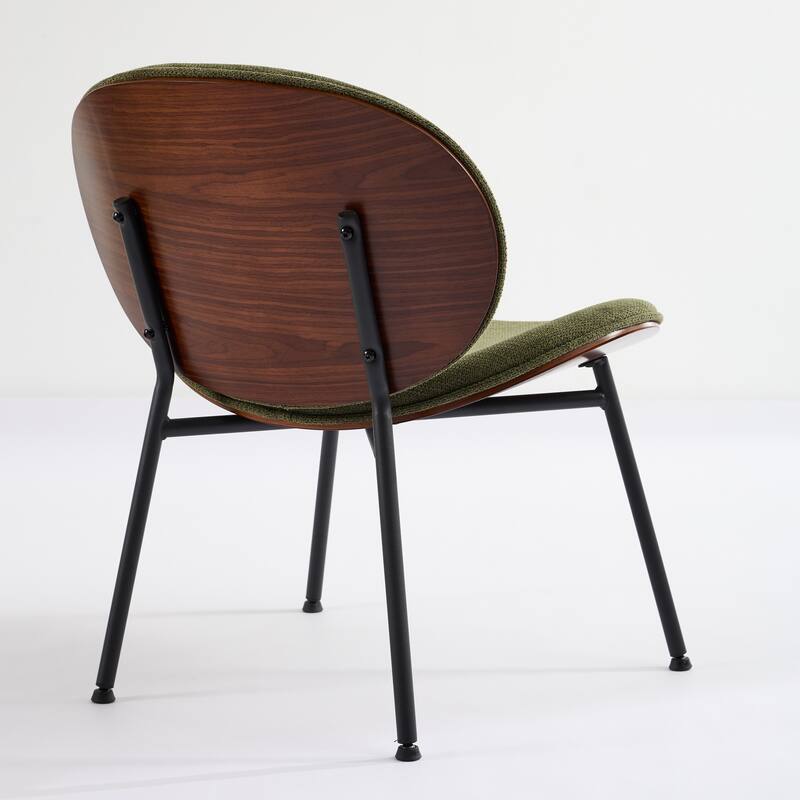 Roomfitters Mid-Century Modern Shell Chair, PU Leather Accent Lounge Chair with Walnut Wood Finish and Metal Legs