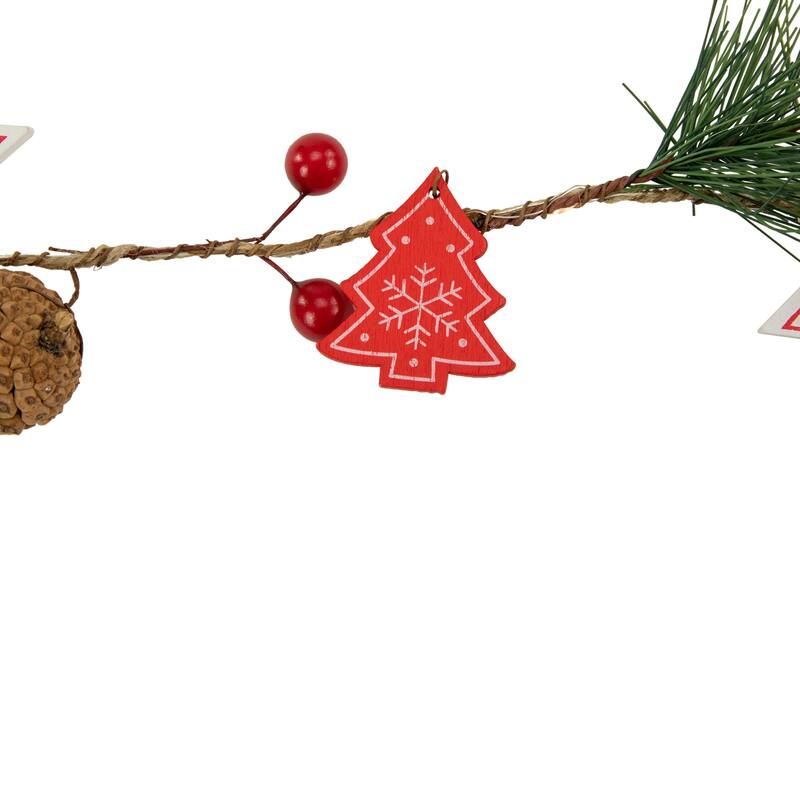 6.5' Tree, Stars and Pine Christmas Garland, Warm White LED Lights