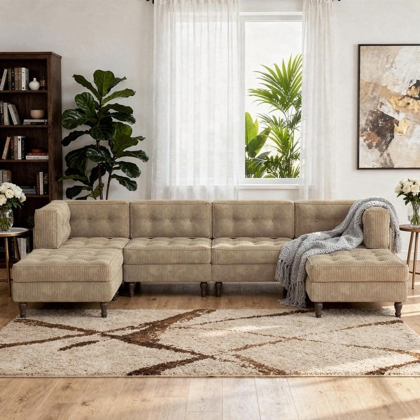 slide 2 of 148, Madison Oversized Upholstered Corduroy Modular Sectional Sofa