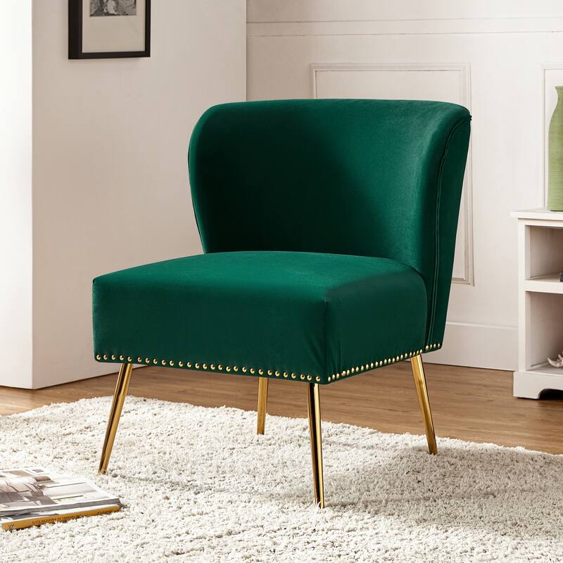 Celtia Modern Velvet Accent Side Chair with Nailhead Trim by HULALA HOME