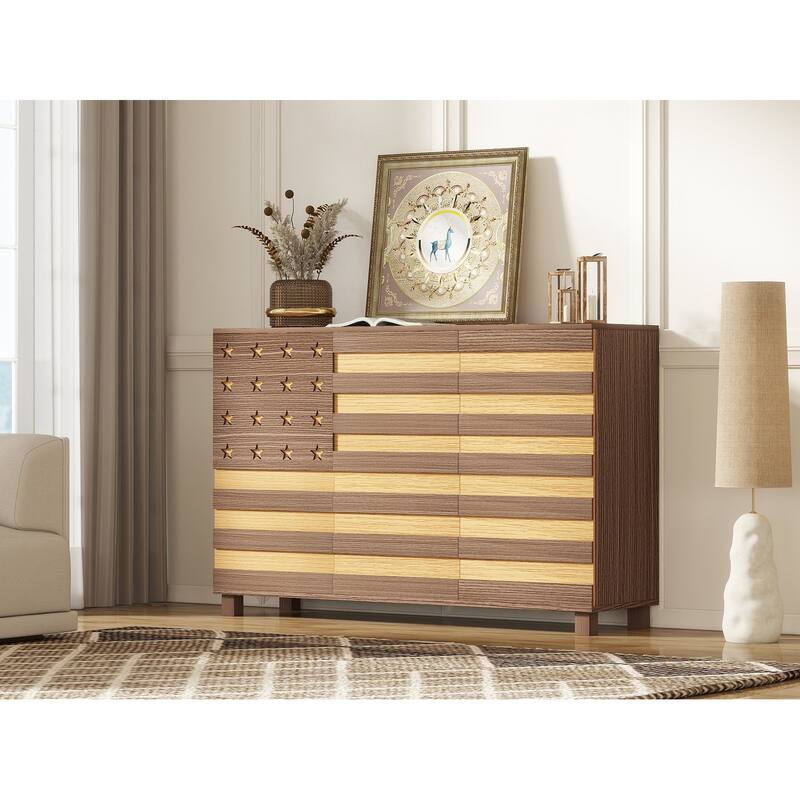 55" Buffet Sideboard Cabinet with Storage, Storage cabinet With Hand Carved Craftsmanship with 2 Drawers and 3 Doors