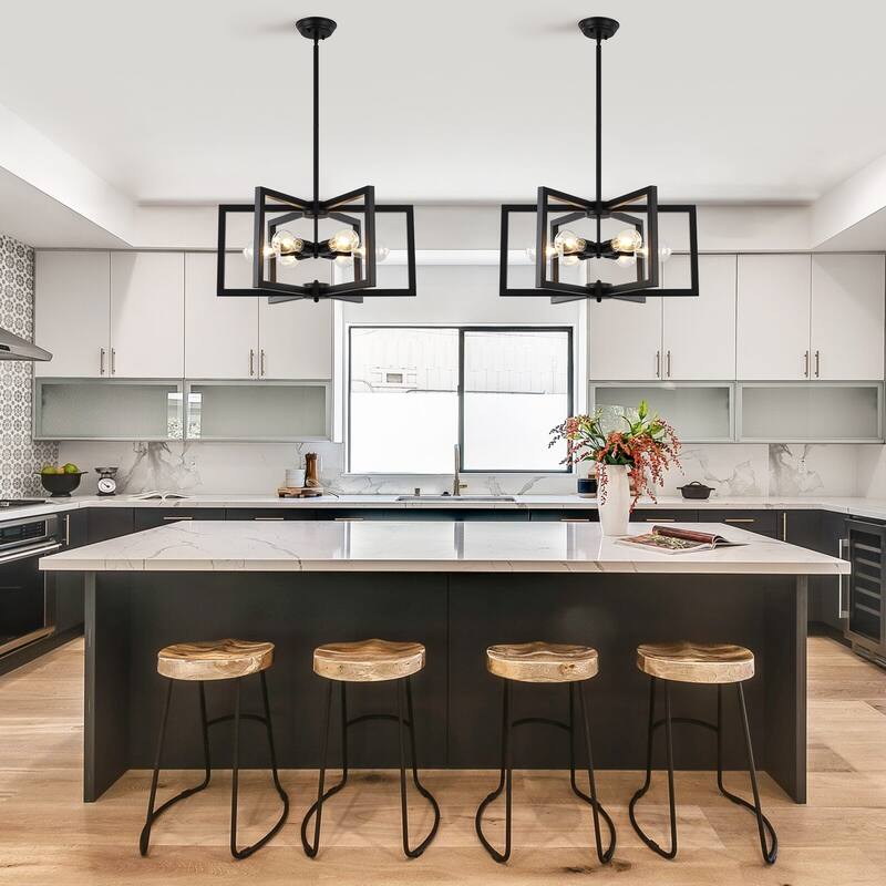 6 Light Simple Modern Chandelier Adjustable Height Light Bulb Not Included
