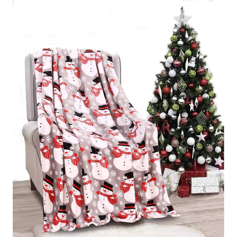 Décor&More Santa's Little Helper Collection Festive and Cuddly Holiday Microplush Throw Blanket (50" x 60") - Winter Snowman