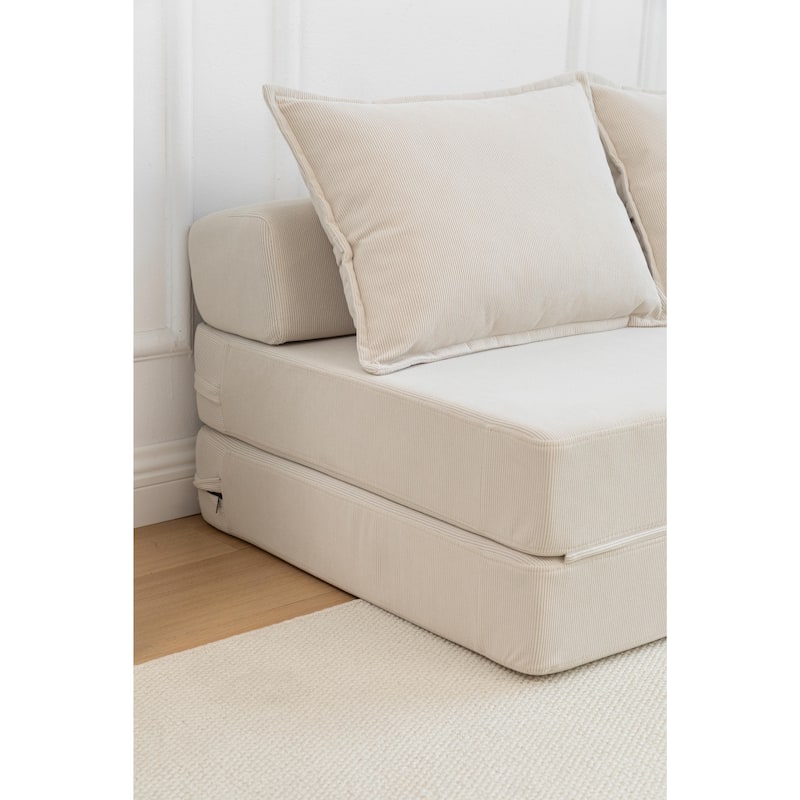 Foldable Sofa Bed Sleeper Lounge Chair with Pillow, Floor Mattress Couch with Backrest