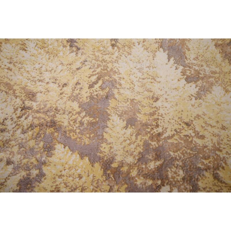 Yellow Abstract Oriental Area Rug Hand-Knotted Wool Carpet - 5'11"x 9'0"