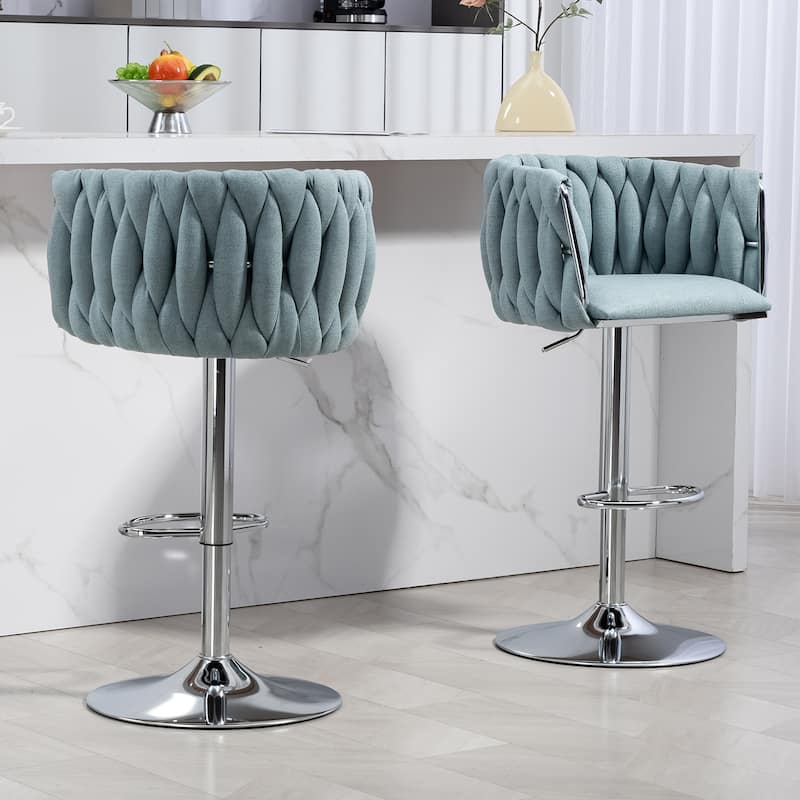 Upholstered Counter Height Swivel Bar Chairs Side Chairs Set of 2