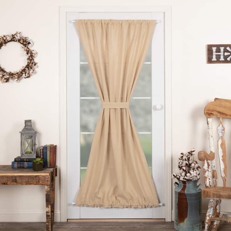 Farmhouse Curtains VHC Cotton Burlap Door Panel Rod Pocket Solid Color - Door Panel 72x40 - Door Panel 72x40 - Vintage Tan