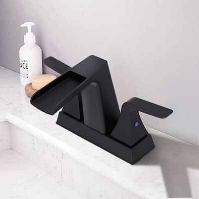 BATHLET 2-Handle Waterfall 4" Centerset Bathroom Faucet with Drain Assembly
