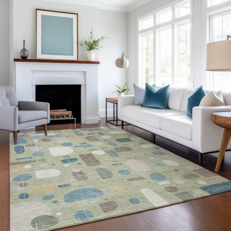 Machine Washable Indoor/ Outdoor Contemporary Fun Chantille Rug