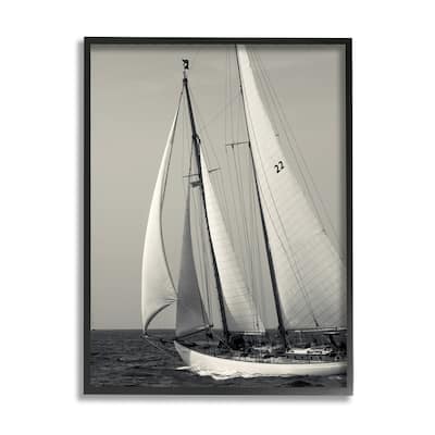 Stupell Ocean Ship Full Sail Modern Nautical Boat Photography Framed Wall Art