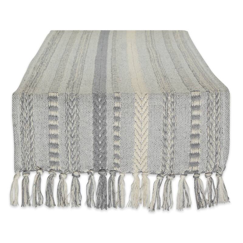 DII Black Braided Stripe Table Runner - 15x72" - Cool Gray