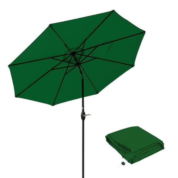 Shop Black Friday Deals On Patio Umbrella 9 Ft Aluminum Outdoor Table Market Umbrellas With Push Button Tilt And Crank Safety Bolt 8 Ribs Overstock 24088110