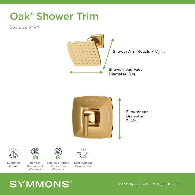 Symmons 569115TRM Oak Shower Only Trim Package with 1.5 GPM Single