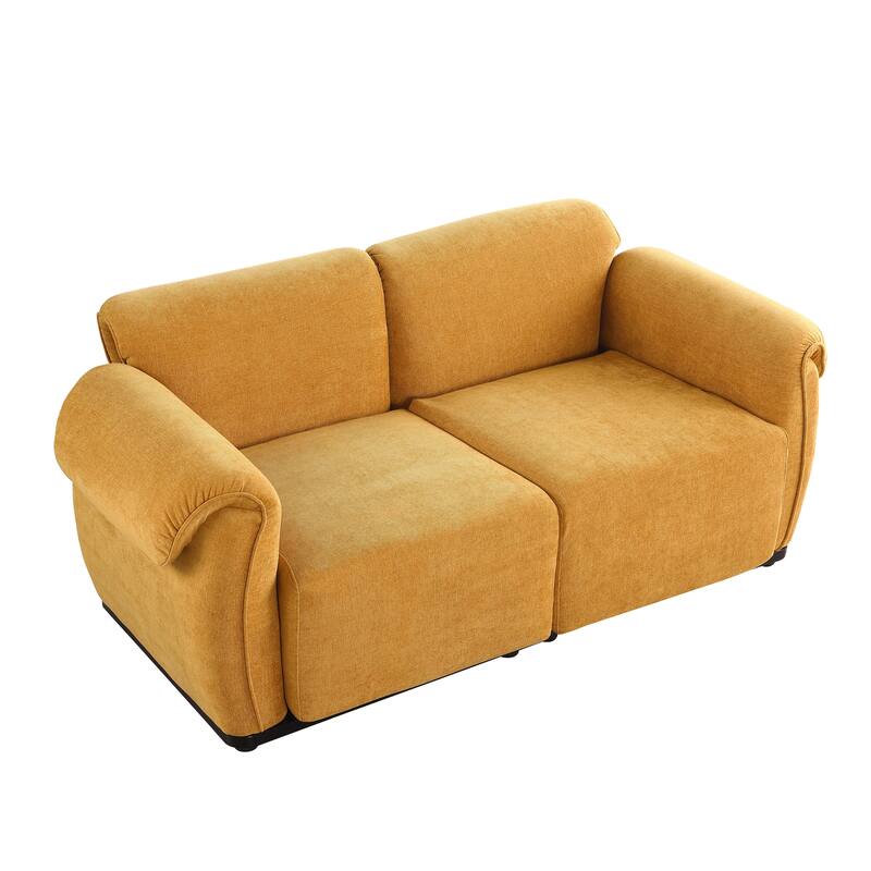68.5" Chenille Modular Sofa - Fashionable Small Sectional with Iron Frame for Living Room, Bedroom