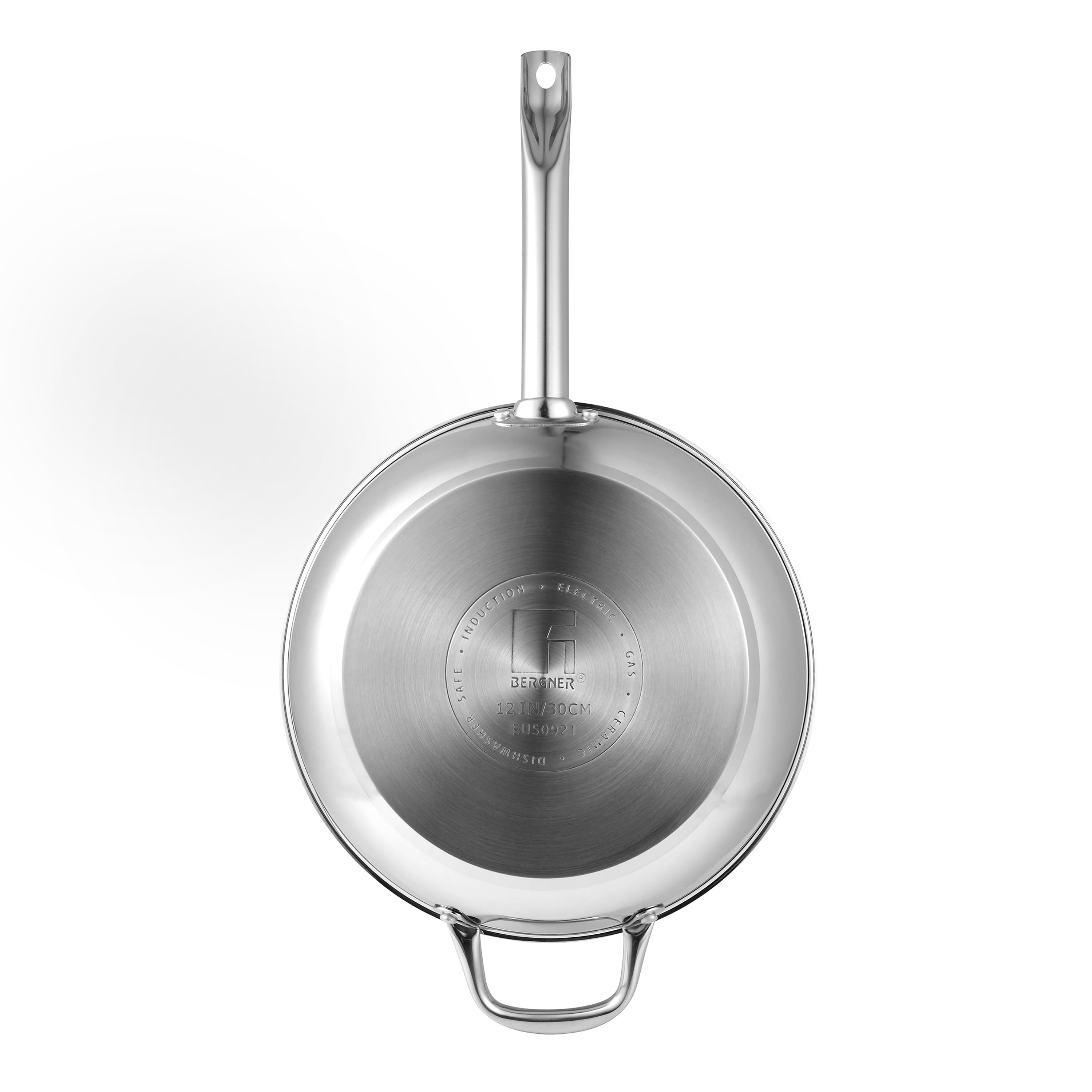 Bergner 12-Inch Fry Pan Stainless Steel Dishwasher Safe Induction Ready  with Lid