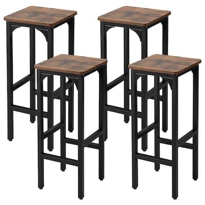 Gymax Set of 4 Industrial Bar Stools 28'' Kitchen Breakfast Bar Chairs