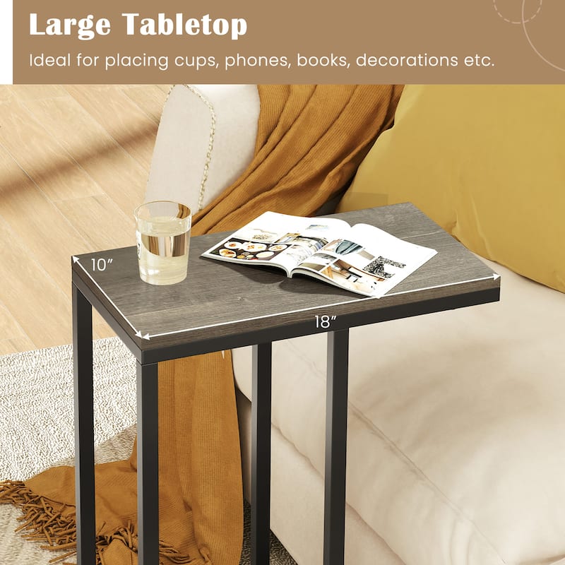 Gymax C-shaped End Table Modern Sofa Side Table w/ Adjustable Foot