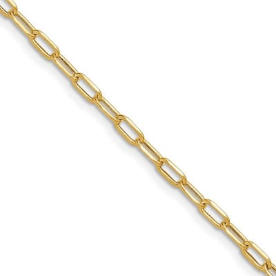 Curata 14k Yellow Gold 3.0mm Beveled Diamond Cut Paperclip Chain Necklace (Lobster)