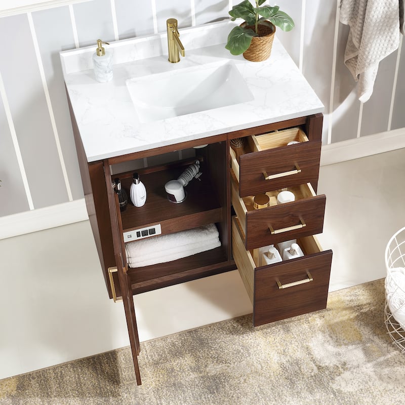 San Single Bath Vanity with Composite Stone Top without Mirror