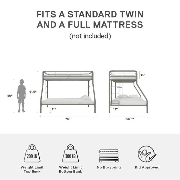 dimension image slide 0 of 4, Avenue Greene Casey Twin over Full Metal Bunk Bed