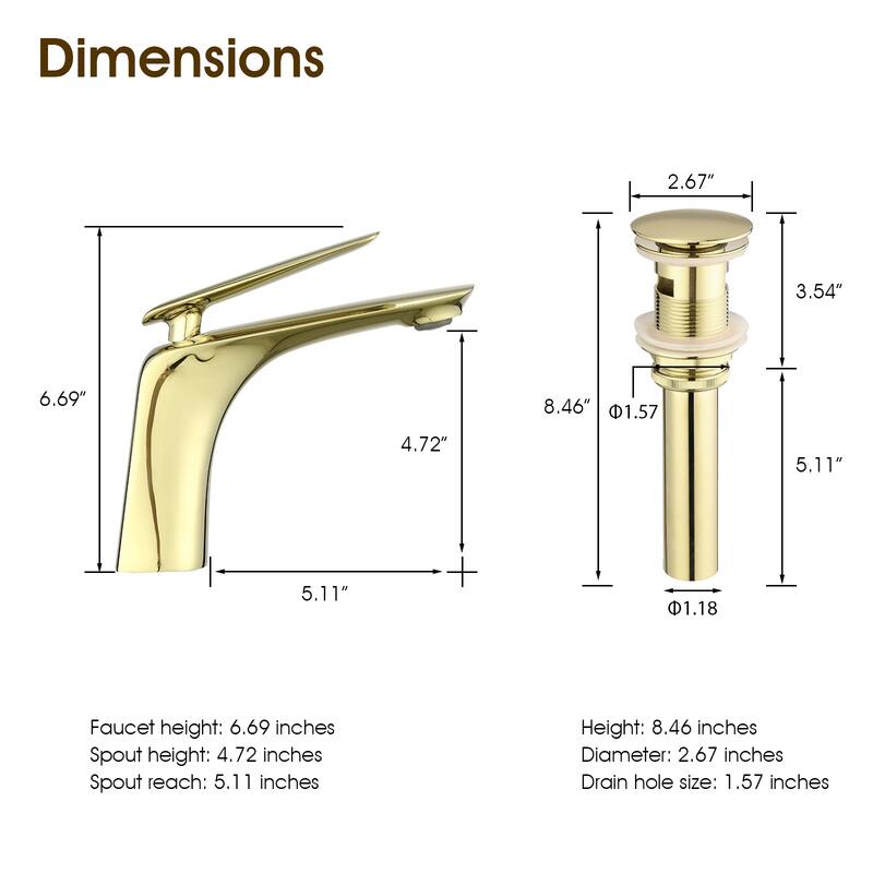 Dornberg Single Handle Bathroom Faucet Sink Faucet with Drain Assembly