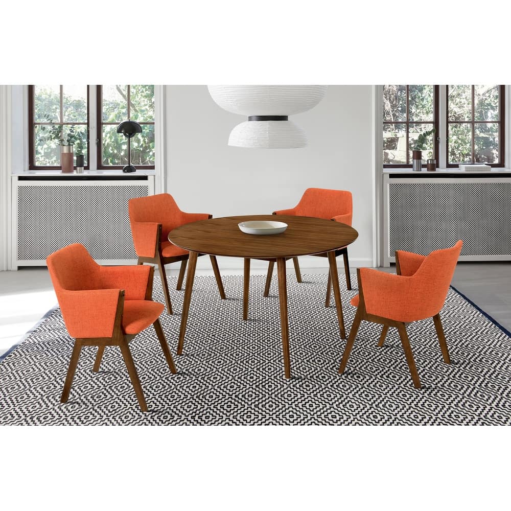 Arcadia and Renzo 48" Round Wood 5 Piece Dining Set
