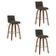 preview thumbnail 79 of 120, Skara Swivel Bar Stool, Upholstered Bar Height Chair with Bentwood Frame Set of 3 - Gray Faux Leather & Walnut