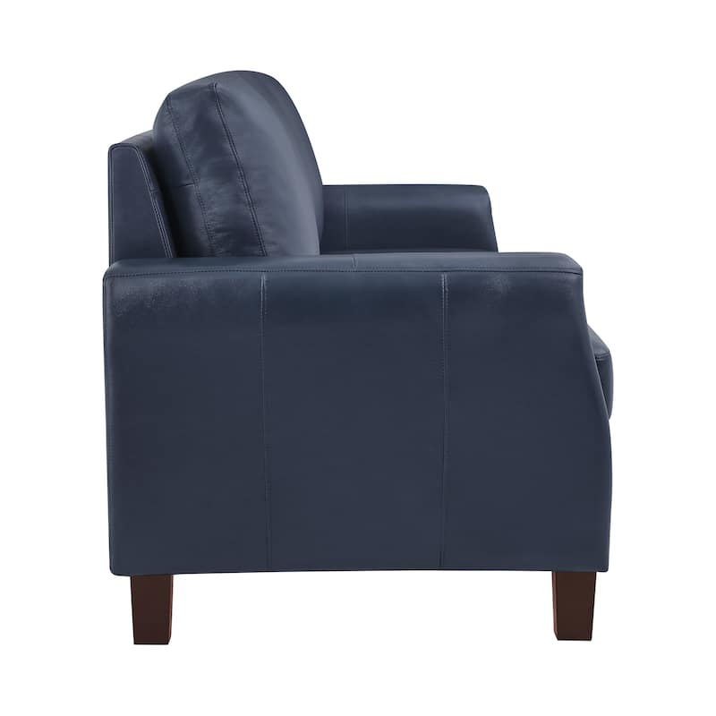 Mid-Century Modern 3-Seater Sofa 84" in Upholstered Genuine Leather with Solid Wood Frame for Living Room