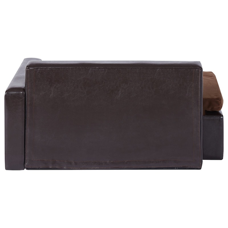Brown Soft Faux Leather Dog Sofa Couch Perfect for Indoor Pets Suitable for Various Places