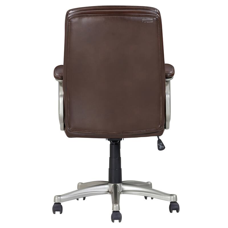 Brown Faux Leather Executive Swivel Office Chair with 360° Rotation, Ergonomic Design